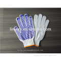 Purple pvc dotted bleached white cotton work glove